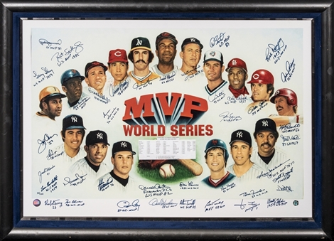 World Series MVPs Multi Signed 43x32 Framed Canvas With 39 Signatures (Beckett)